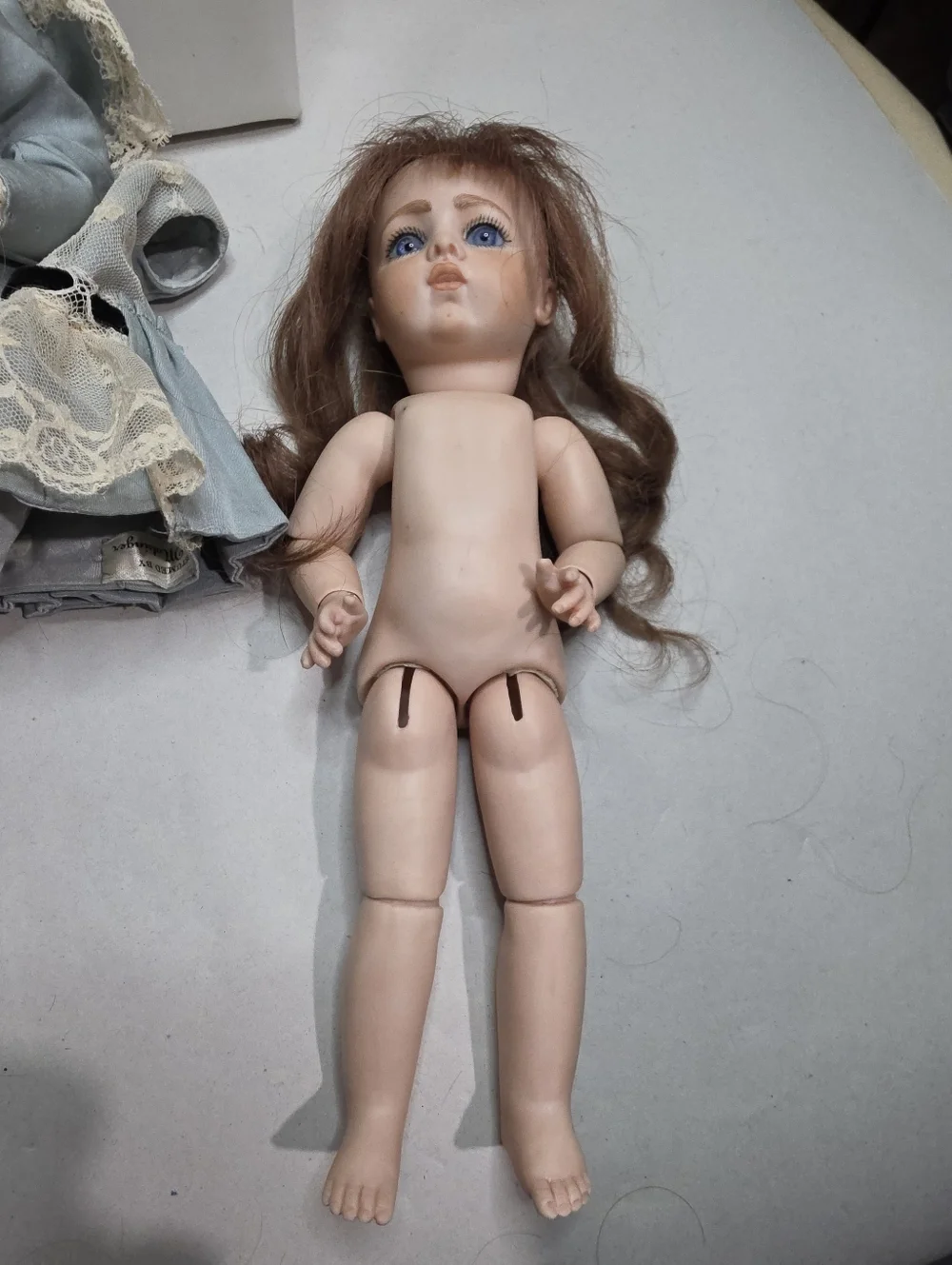 VINTAGE BRU JNE BERDINE FRENCH REPRODUCTION BISQUE DOLL COMES W/ ALL SHOWN - Picture 7 of 16